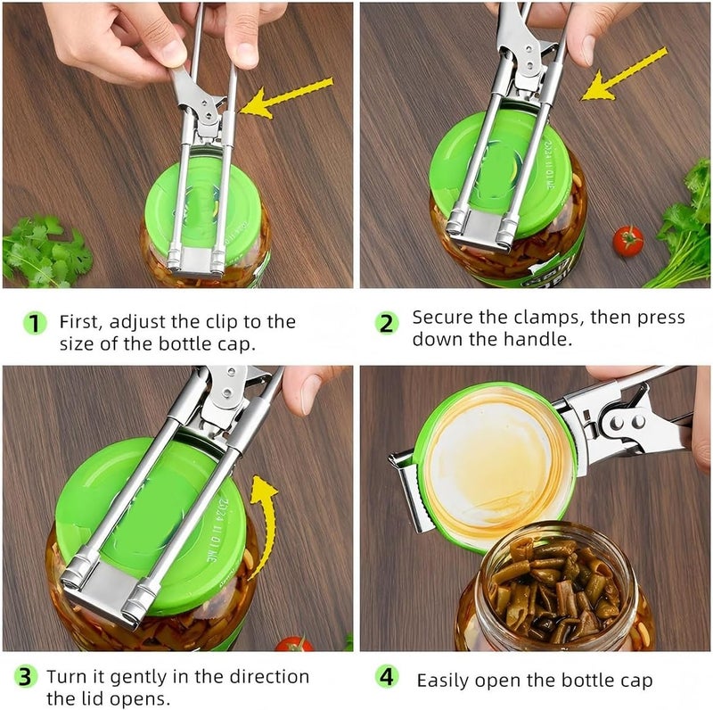 LYW Jar Openers,Adjustable Multifunctional Stainless Steel Can Opener,Stainless Steel Can Opener Bottle Jar Lid Gripper Household Kitchen Tool, Manual Jar Bottle Opener Kitchen Accessories (1 Pcs) - Image 2